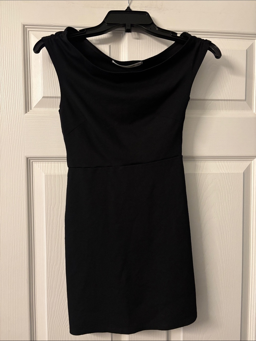 Altar'd State Black Cap-Sleeve Boatneck Mini Dress